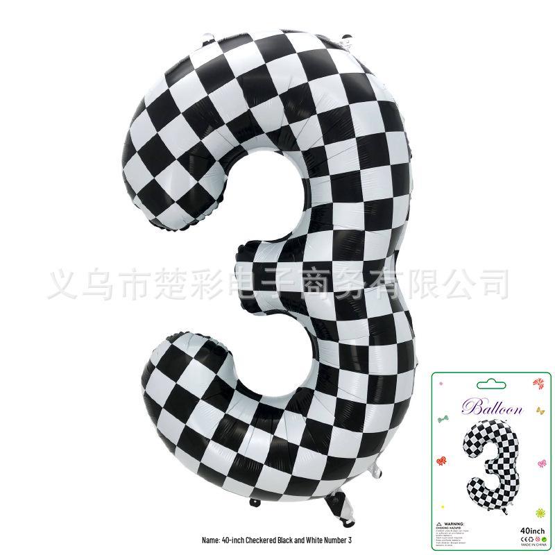 Décoration Bandeau Rayé à Carreaux Vache Dégradé 40" - Grand Chiffre pour Scène de Fête d'Anniversaire de Bébé