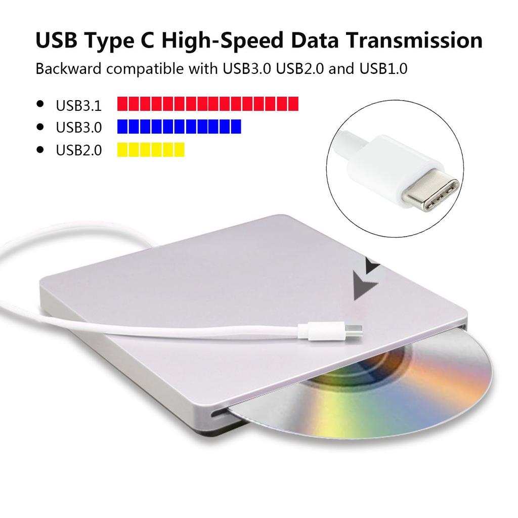 Optical Drive Drive Slim Suction Optical Drive External Optical Drive DVD Optical Drive CD Burner External Player USB Type C DVD+RW Drive