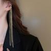 Zinc Zinc Alloy C-shaped Earrings Minority Ear Cuff Without Piercing C-shaped Tassel Long Ear Clip  Women
