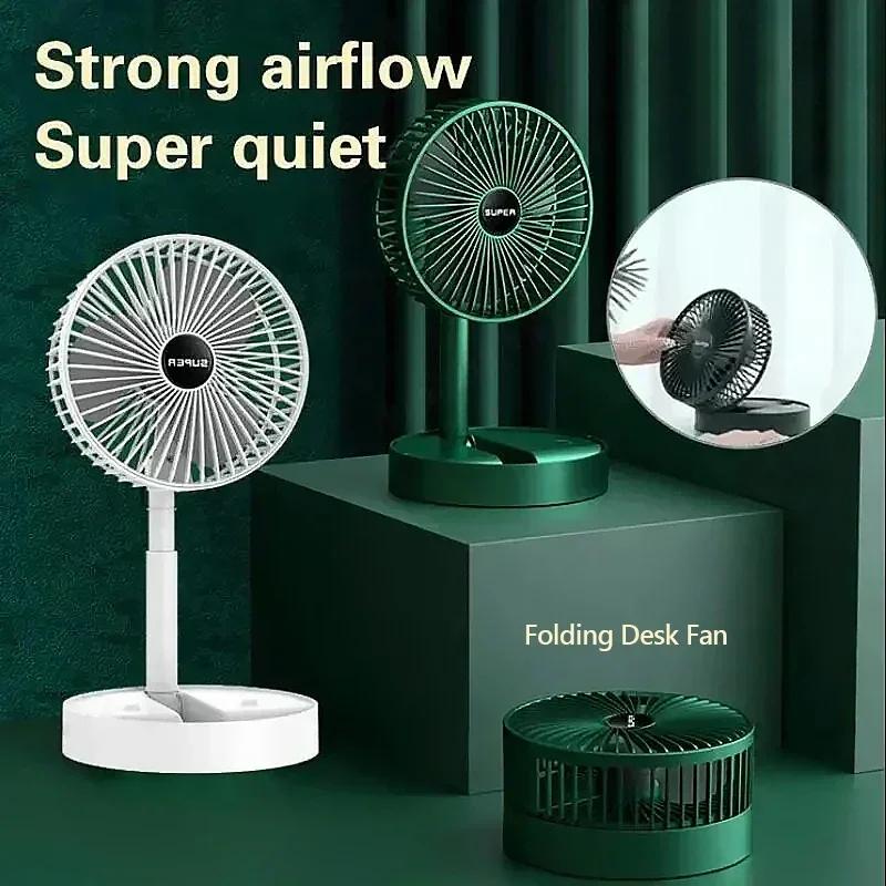2025 Desktop Foldable Retractable Small Fan Mini Portable Charging USB Home Low Noise High Duration Standby Mini Electric Fan