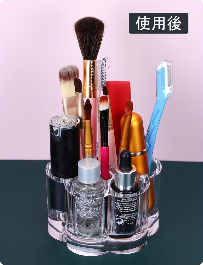 MOSIKER Lip Storage Lip Stand Makeup Brush Transparent Cute Desktop Stylish Cherry Blossom Shape Case, Small, Acrylic, Drawer,