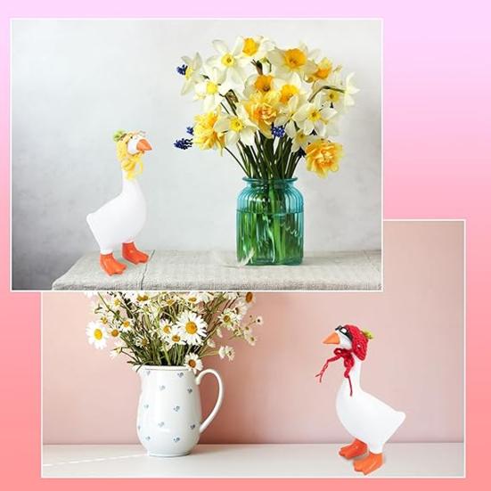 Mini Knitting Hats with Sunglasses Cute Mini Goose Outfits Soft Knit Hat Sunglasses Decorations for Magnetic Goose Statue Small Pets