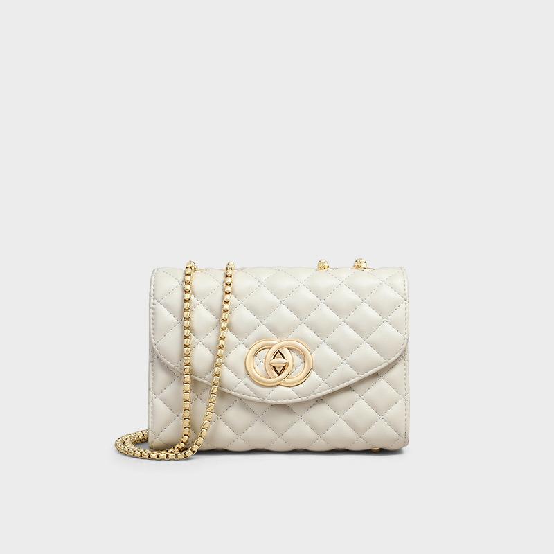 All-match New Genuine Leather Small Fragrance Diamond Chain Bag Fashionable Shoulder Bag Crossbody Bag