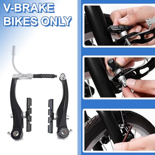 Bicycle Brake Pads 72mm Universal V-Brake Blocks No Noise No Slipping Advanced Nitrile Rubber for Mountain Road Bikes, Set of 2 Pairs with Hex Key an