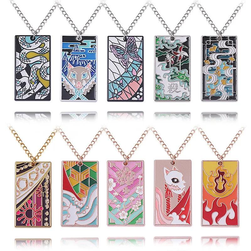 Demon Slayer Anime Pendant Necklace Tanjiro Hashira Metal Drip Oil Cartoon Accessory Cross Border Jewelry Supply