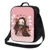 Anime Nezuko Isolierte Lunchbox Kühltasche Reise Tragbare Aufbewahrungstaschen Mädchen Wiederverwendbar Auslaufsicher Multifunktional Bento