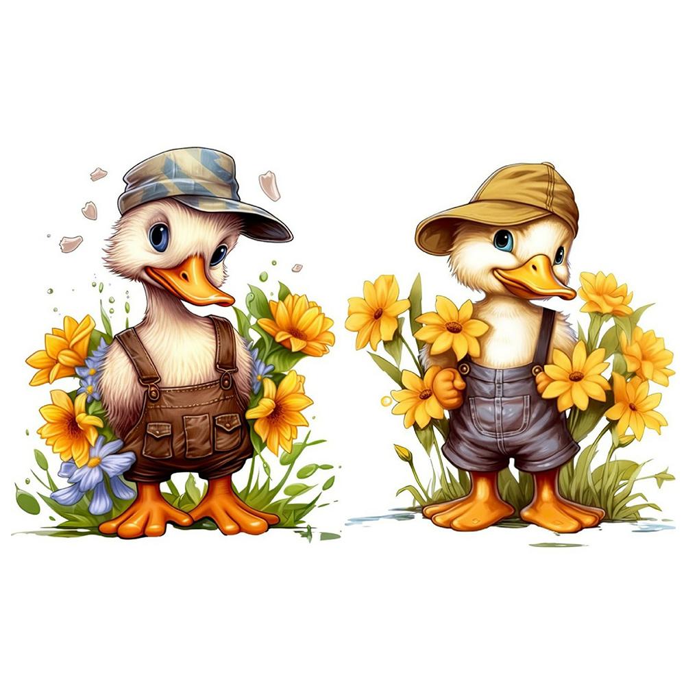 2pcs 5D DIY Full Round Drill Diamond Painting Duck In a Hat Kit Decor 30x40cm