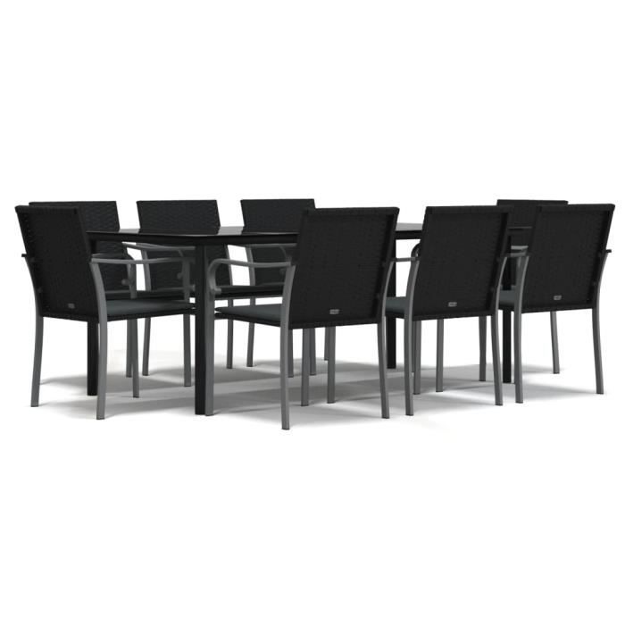 VidaXL Ensemble à manger de jardin 9 pcs coussins résine tressée acier 3186968
