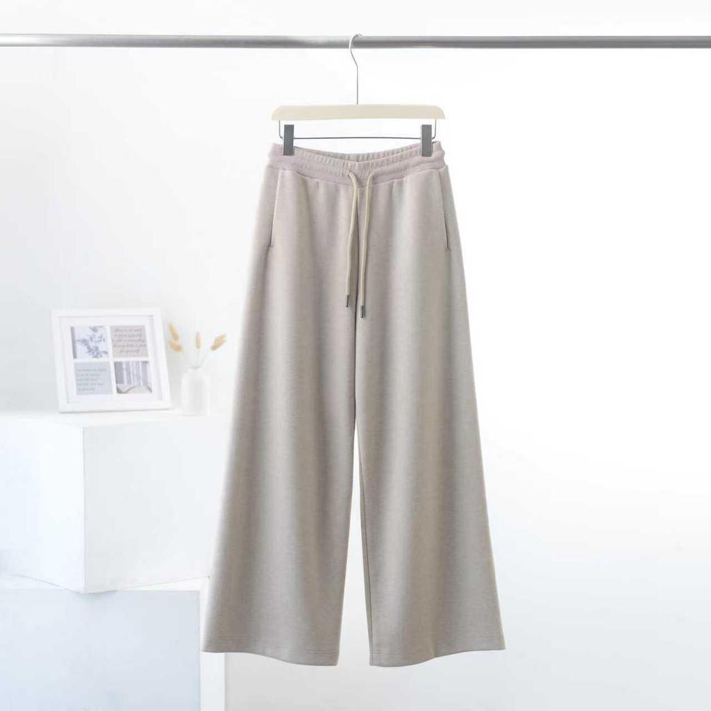 2025 Women's Double-Sided Wool Pants: Thick, Loose, Elastic Waist, Drawstring, Straight-Leg, Floor-Length.