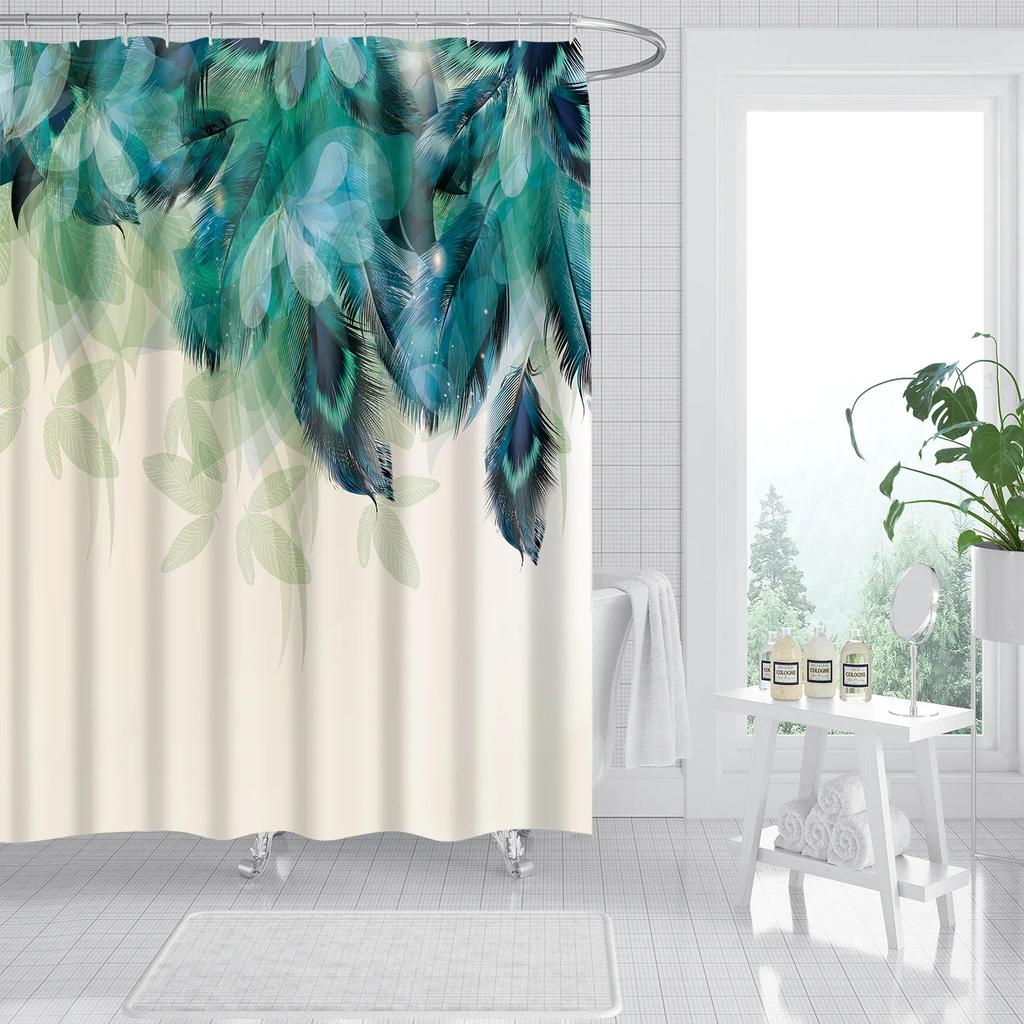 Rose Plum Blossom Flowers Print Waterproof Shower Curtain Washable Fabric Bath Curtain Home Bathroom Curtains With 12 Hooks