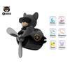 KUKII Pilot Bear Car Air Freshener - Rotating Propeller Vent Diffuser with Essential Oil Tablets, Aviation Design, With 6 Fragrance refill
