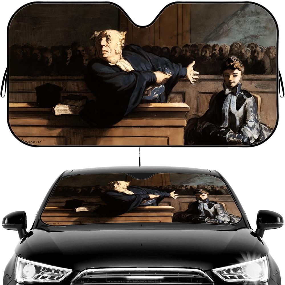 Famous Paintings Parody Sun Visor Car Windshield Sun Shade UV Protection Heat Insulation Cover Universal Sun Protector