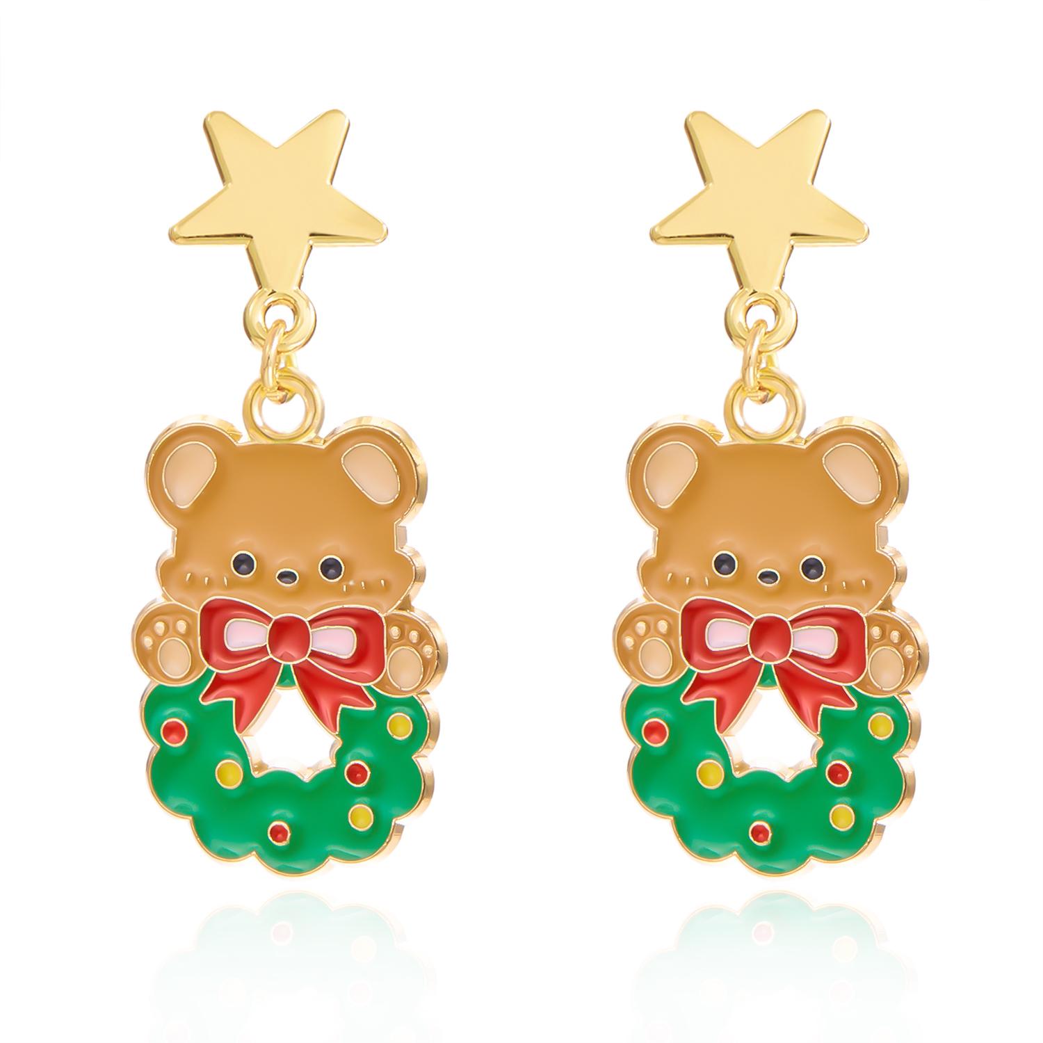 

Christmas Asymmetrical Dangle Earrings for Women Cute Santa Claus Snowman Bow Red Bell Drop Earrings New Year Jewelry Gifts