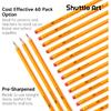 Shuttle Art 60 Pack Pencils, #2 HB, Pre-sharpened Pencils with Top Erasers, Premium Woodcased Yellow Pencil Bulk for Classroom & School Supplies,