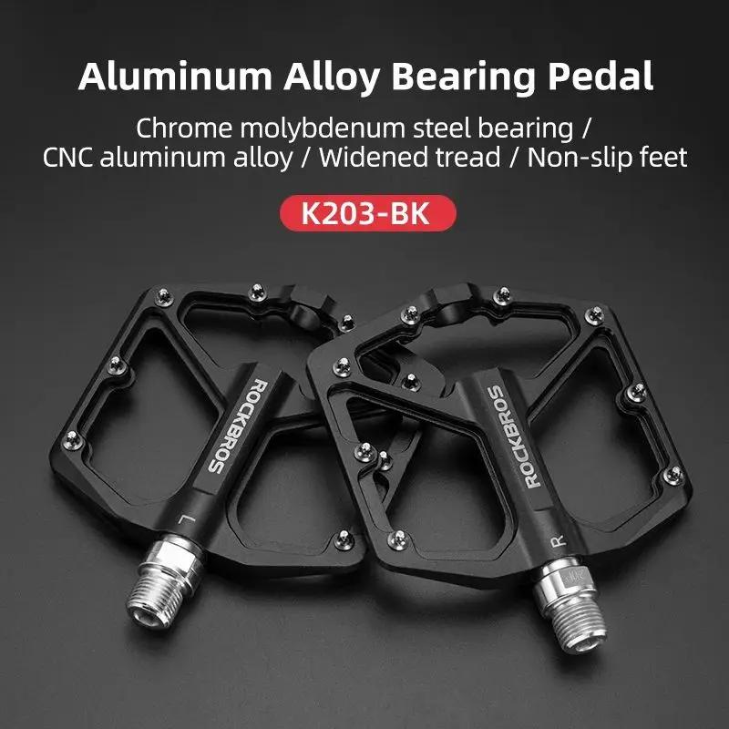 ROCKBROS MTB Road Bicycle Pedals Aluminum Alloy Bike PedalsAnti-slip Ultralight Sealed Bearing One-piece Mountain Bike Pedal