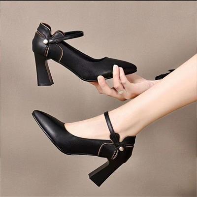 Moda Décolleté a Punta Tacco Alto Scarpe da Donna Primavera Nuove Linea Dritta con Tacco Grosso Temperamento Moda Donna Scarpe da Donna