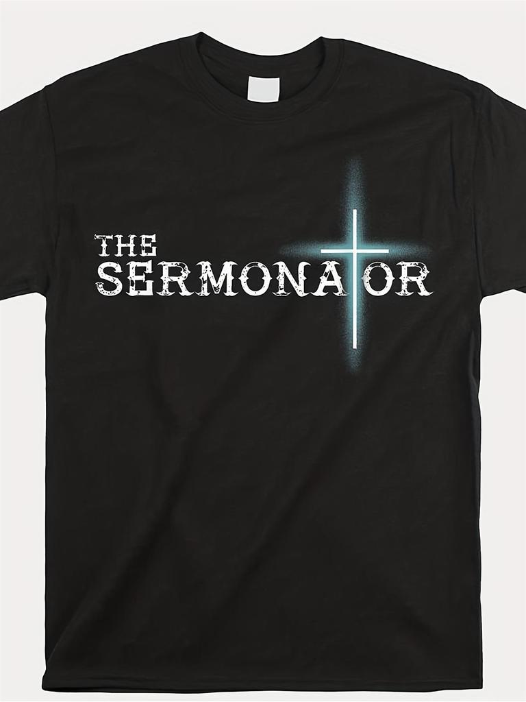 The Sermonator Pastor Appreciation Fun Shirt 2024 Teenager'S Sport Black Casual Short Sleeved T-Shir