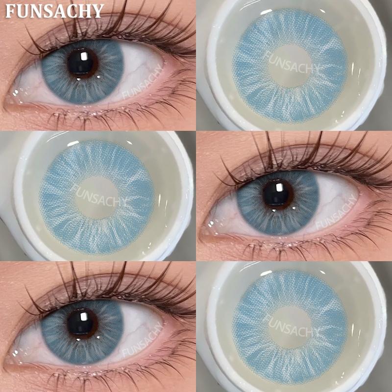 FUNSACHY 2PCS Contact Lenses Fashion Korean Brown Lenses for Eyes Grey Colored Contacts Cosmetics Blue Beauty Pupil Yearly Use