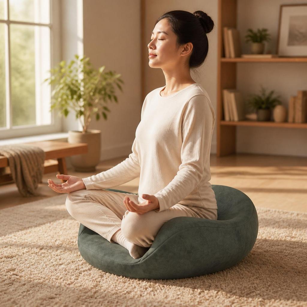 Meditation Cushion Supportive Floor with Contoured Shape Non-Slip