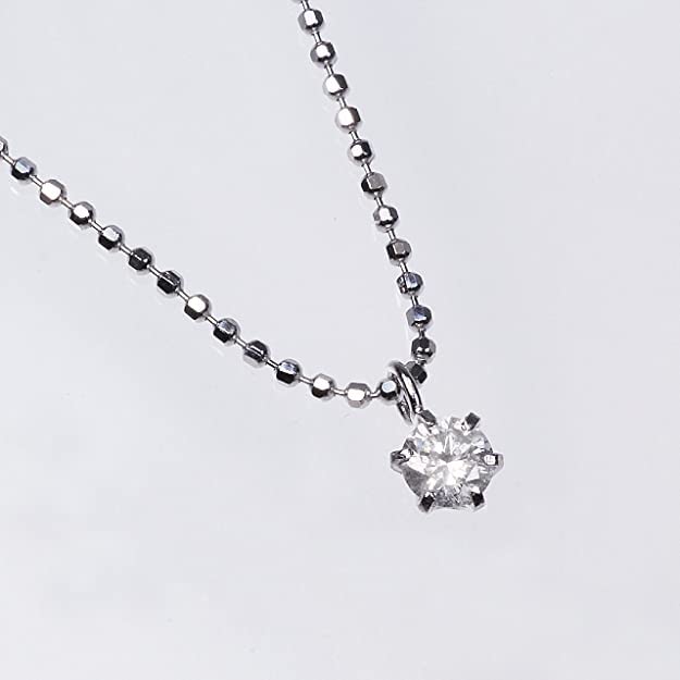 14K White Gold Diamond Solitaire Petite Pendant Necklace [KASHIMA] 0.1ct