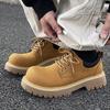 Casual Big Head British Style Thick Sole Heightening Low Top Rhubarb Boots Commuting Trendy Men's Leather Shoes Cleanfit Derby Shoes Men