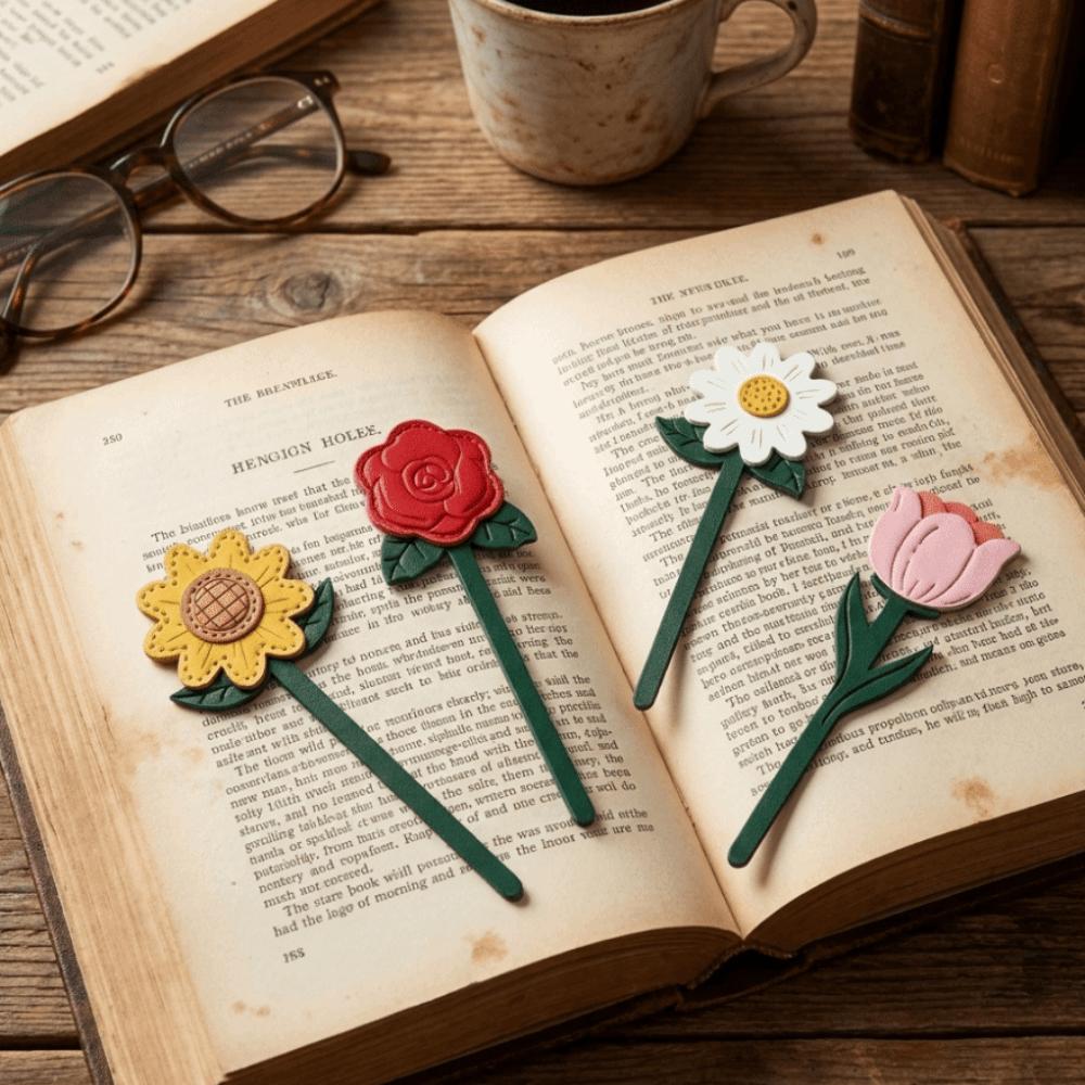 Floral Patterns PU Bookmark Faux Leather Long Bookmark Decorative Page Marker  Book Lovers