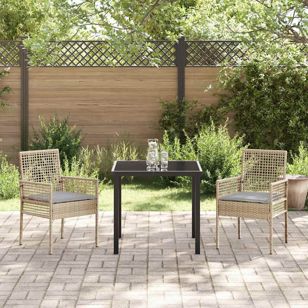 Garden Chair with Cushion 2 pcs Beige 55 x 53 x 85 cm Poly Rattan
