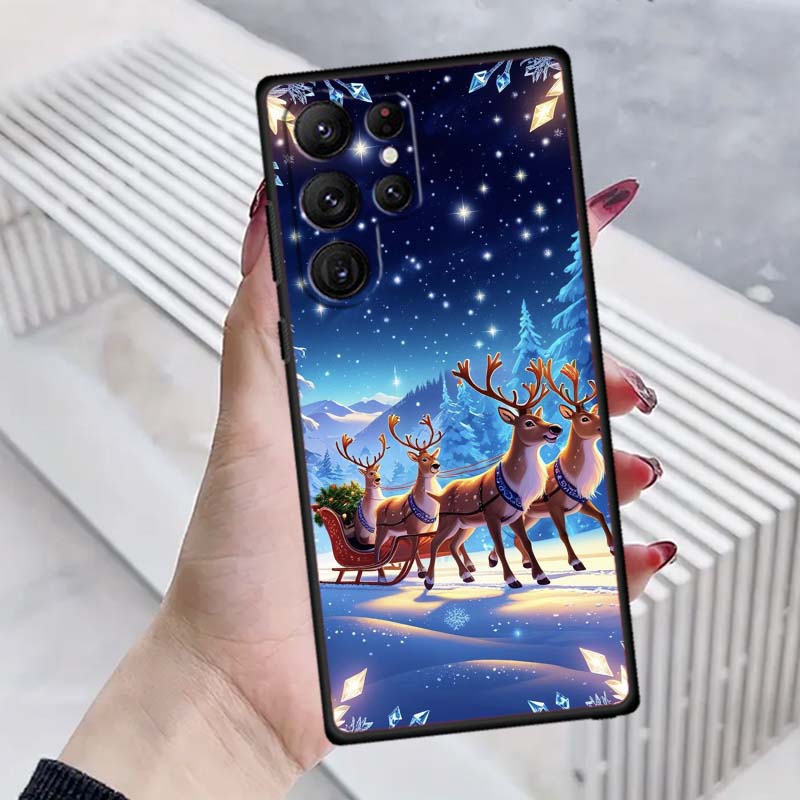 Boîte Cadeau Noël Design Coque de Téléphone Pour Samsung Galaxy S26 S25 S24 S23 S22 S21 S20 Ultra Plus FE 5G Noir TPU Souple