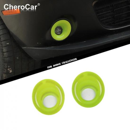 2pcs Front Fog Light Lamp Cover Trim Decoration For Dodge Challenger 2015+ Green