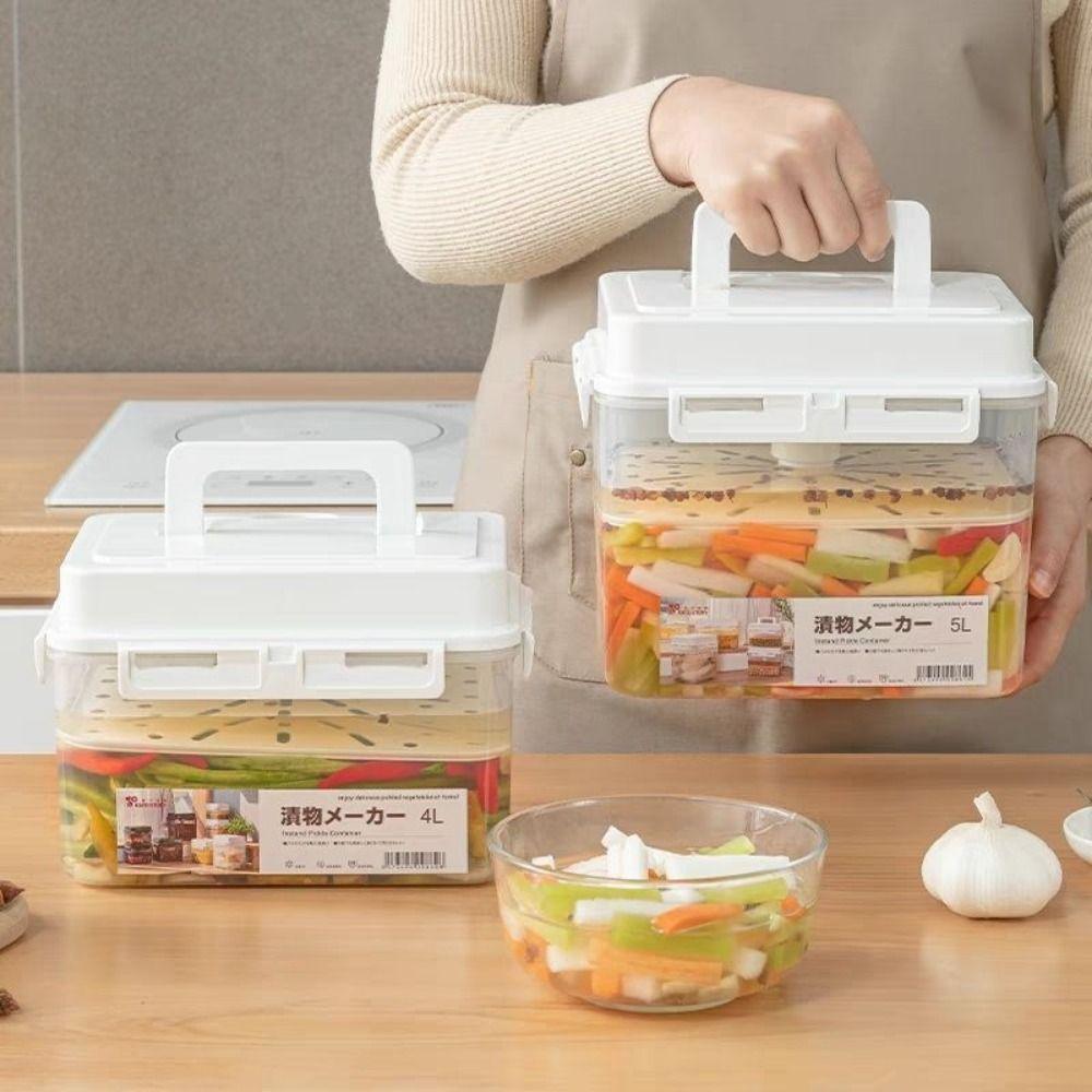 5L Kimchi Press Container Transparent Fresh Keeping Box Portable Ferment Storage Container Travel