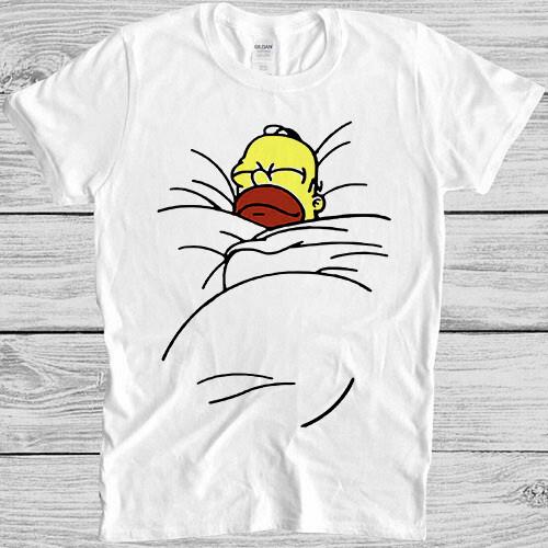 Homer Simpson Sleeping Lazy The Simpson Funny Cartoon Cool Gift Tee T Shirt 7098 XL