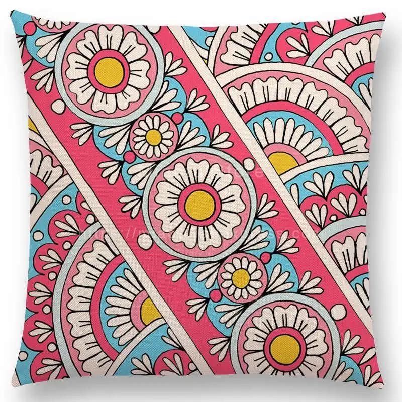 Neuheiten Boho Bunt Sonnenaufgang Regenbogen Diamantblumen Blüte Paisley Blumenmuster Mandalas Drucke Kissenbezug Kissen