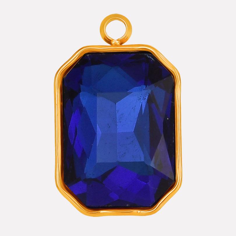 High Quality Big Glass Rhinestone Stainless Steel Rectangle Charms For Jewelry Making Supplies Real Gold Plated No Fade Pendants