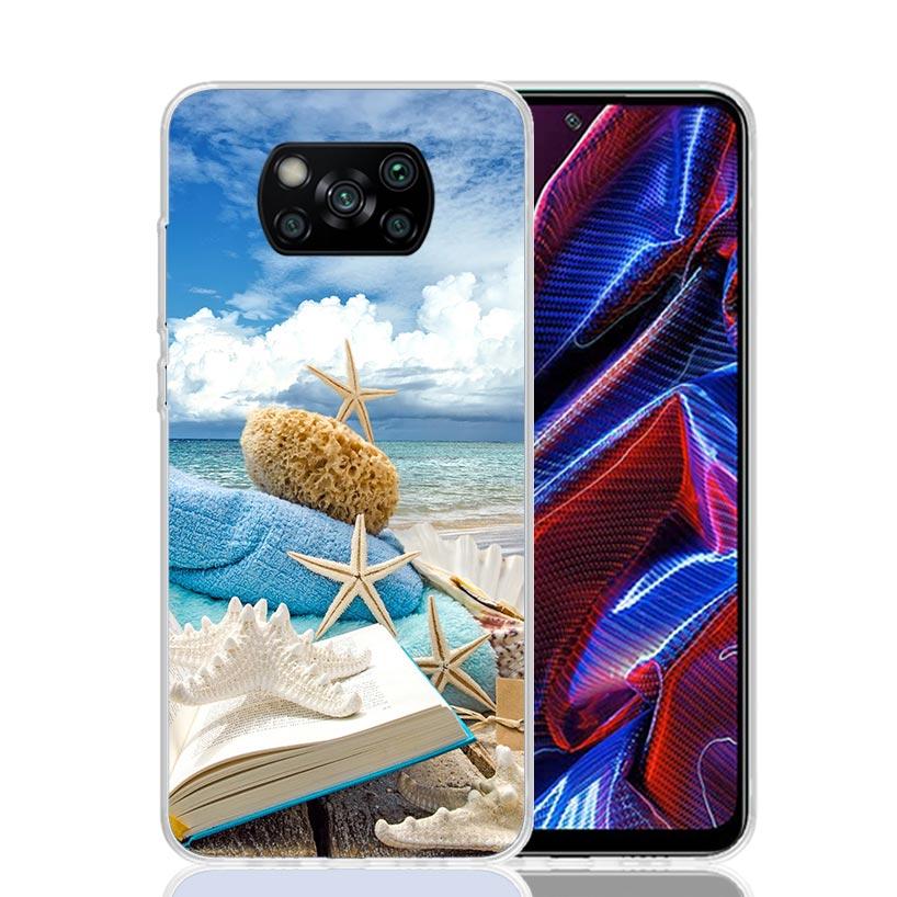Blue Wood Seashells Sea Star Phone Case For Xiaomi Poco F7 Ultra X7 X6 Pro X5 Redmi 15 15C 13 13C 12 12C 10 10A 10C 9 9A 9C 9T S