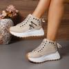 Women Plus Sizes Sneakers Lace Up Sexy Sneakers Thick Sole Girls Students Ankle Canvas Boots High Top Denim Canvas Shoes Female