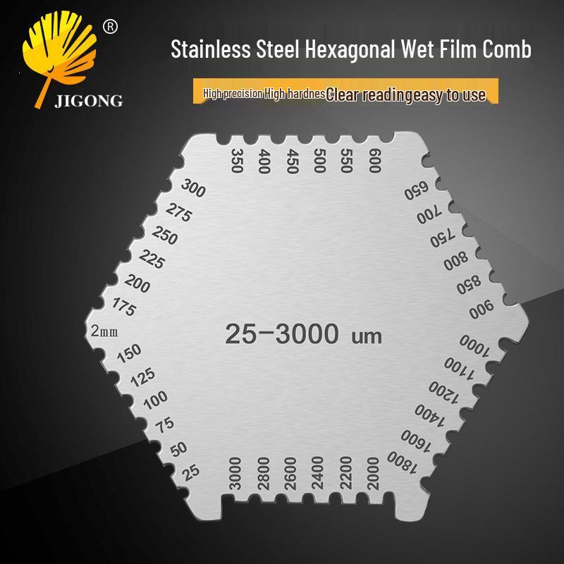 High-Precision Stainless Steel Hexagonal Wet Film Thickness Gauge Comb