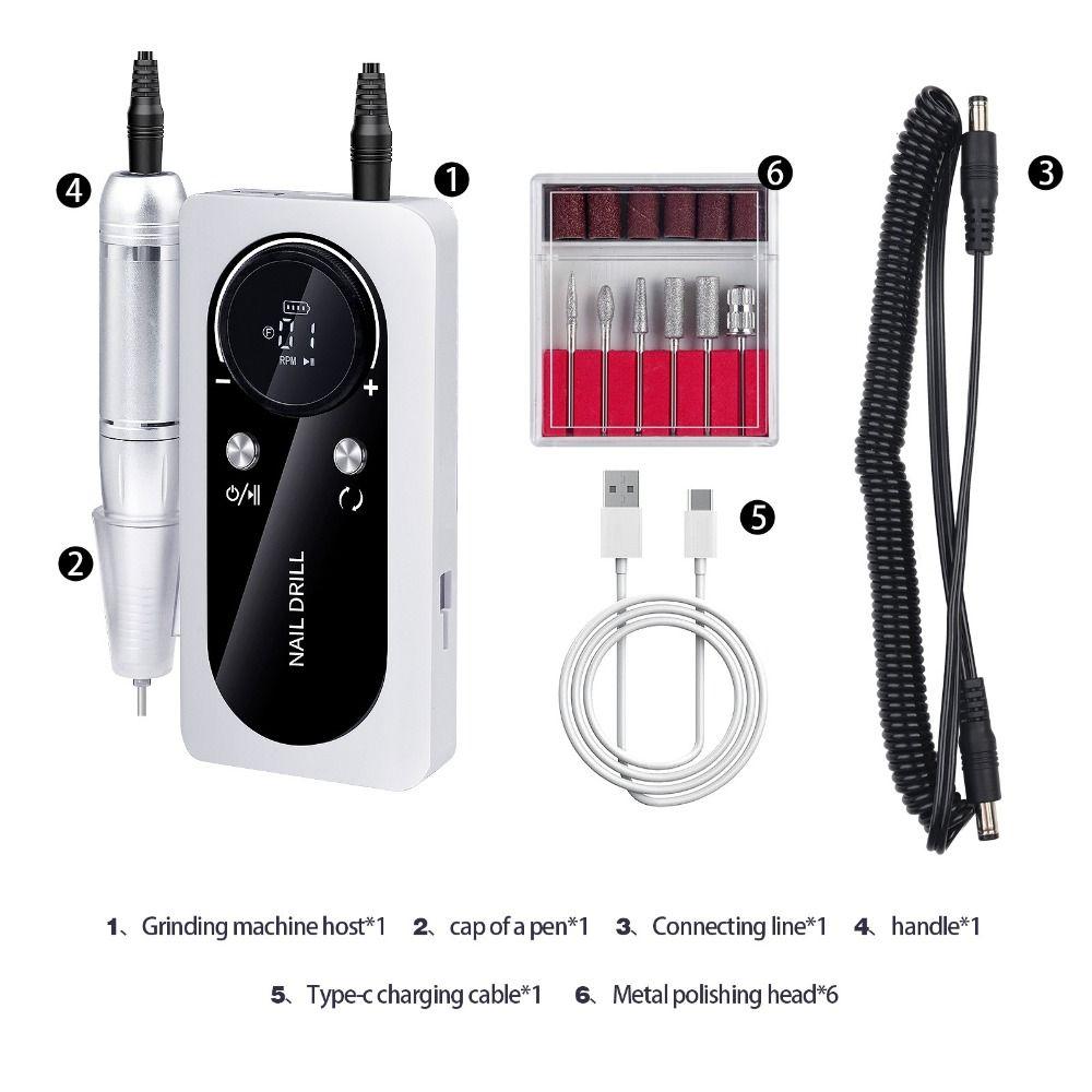 USB Charging Electric Nail Drill Machine 45000RPM Gel Nail Polish Sander  Manicure Nail Equipment