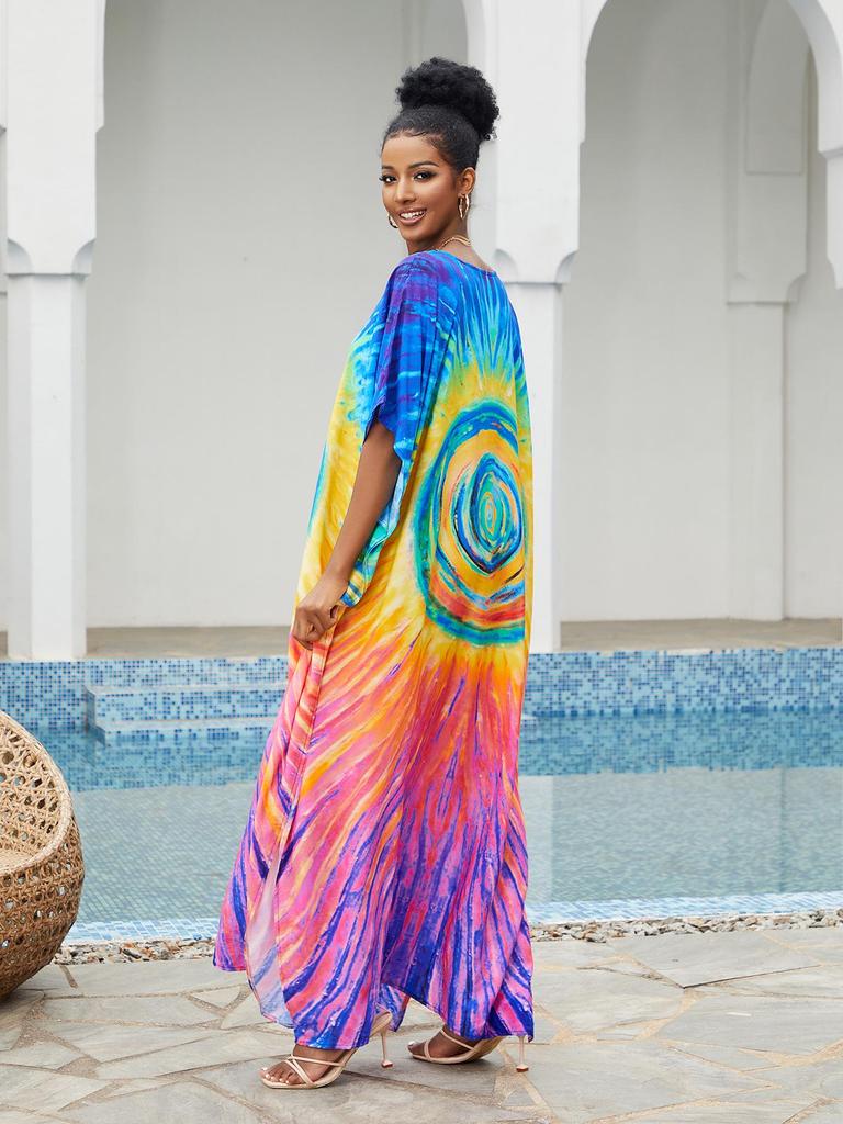 2023 European & American Cotton Beach Cover-up: Loose Robe-Style Long Dress Swimsuit Outerwear for Women
