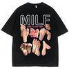 Summer Men's MILF Men, I Love Feet, Funny Meme Pattern Printed T-shirt, 100% Cotton, Casual Streetwear, Foot Fetish