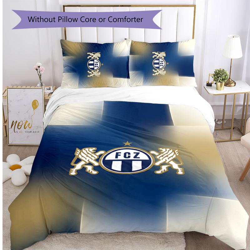 Set Lenzuola Stampato FC Zürich 3 Pezzi Copripiumino Traspirante con Federe Biancheria da Letto Decorativa per Camera da Letto Casa