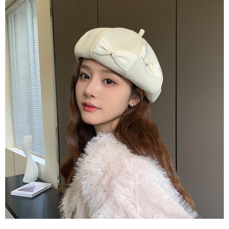 

Шляпа-бантик, детский берет, универсальная однотонная шляпа, шляпа японского художника белый