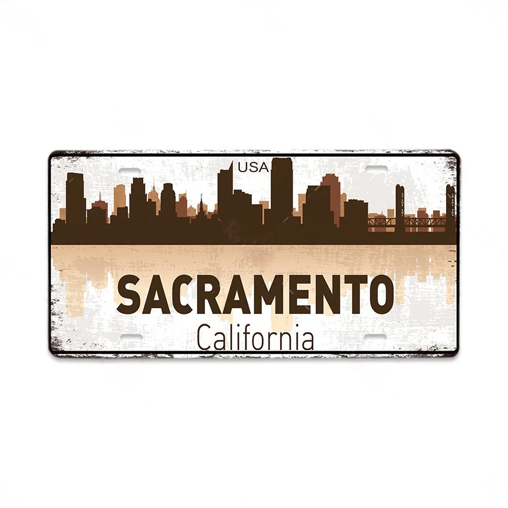 Vintage Country Metal Signs Posters Licenses Plate Decor for Living Room Colorado Lansing Nevada Ohio Washington Plaque