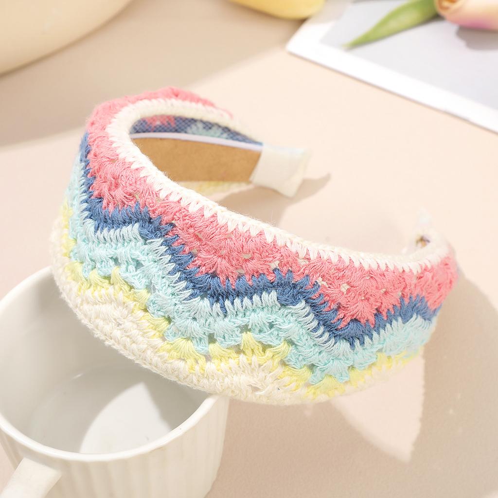 Bandeau Tricoté Fraise Femmes Tricot Large Cerceau de Tête Bandeaux Fille Été Mignon Chapeau Accessoires Cheveux Cerceau de Tête Rétro