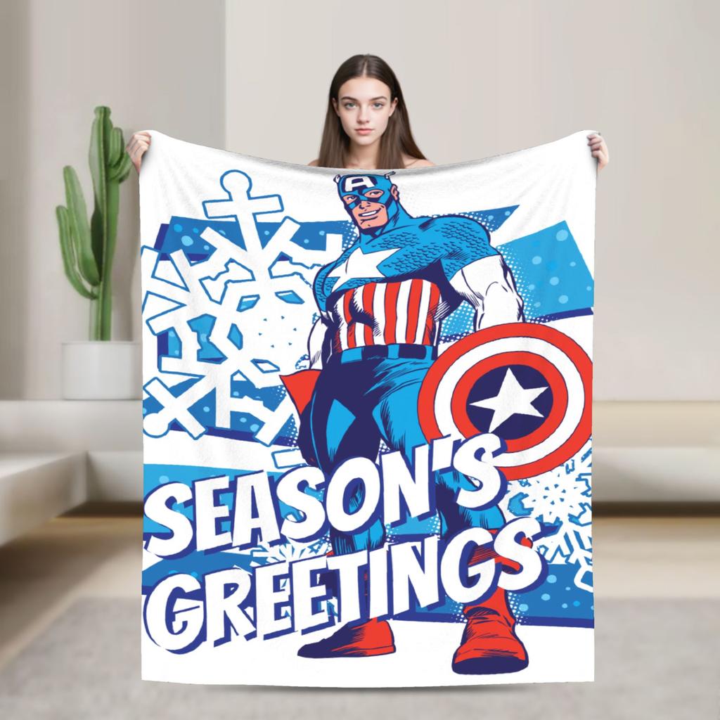 Captain America Flannel Blanket  Funny Throw Blanket for Bed Sofa Couch 150*125cm Plush Thin Quilt