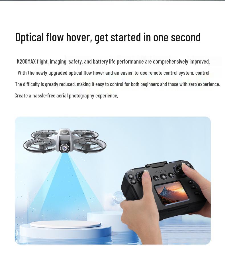 K200 Drone: Brushless, Screen-Integrated, Optical-Flow Positioning, Color Lights, Fully Protected Remote-Controlled Aircraft.