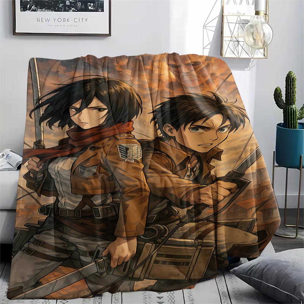 1PC Attack On Titan Print Flannel Blanket, High Quality All Seasons, Home Decor, Warmth and Comfort, Perfect for Christmas Gifts