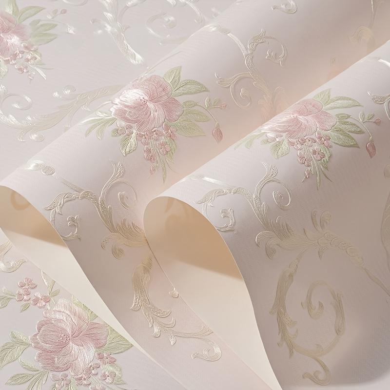 Abziehbar & Aufklebbar Tapete Floral Abnehmbares Kontaktpapier mit Realistischem 3D-Blumen- und Blattmuster, Vliestapete für Schlafzimmer, Wohnzimmerwände