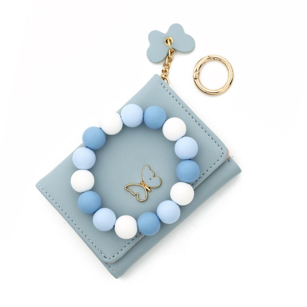 Boho Style Butterfly Wristlet Wallet Keychain Butterfly Charm Bangle Wallet Keychain  Cards Storage