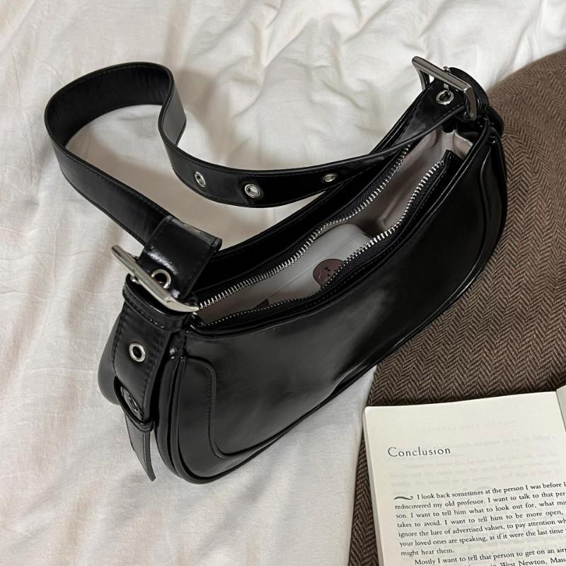 IELGY Korean Style Niche Design Retro Oil Leather Underarm Bag Fashionable All-Match One-Shoulder Messenger Bag