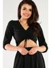 Blouse with 3/4 Sleeves in Black Size M